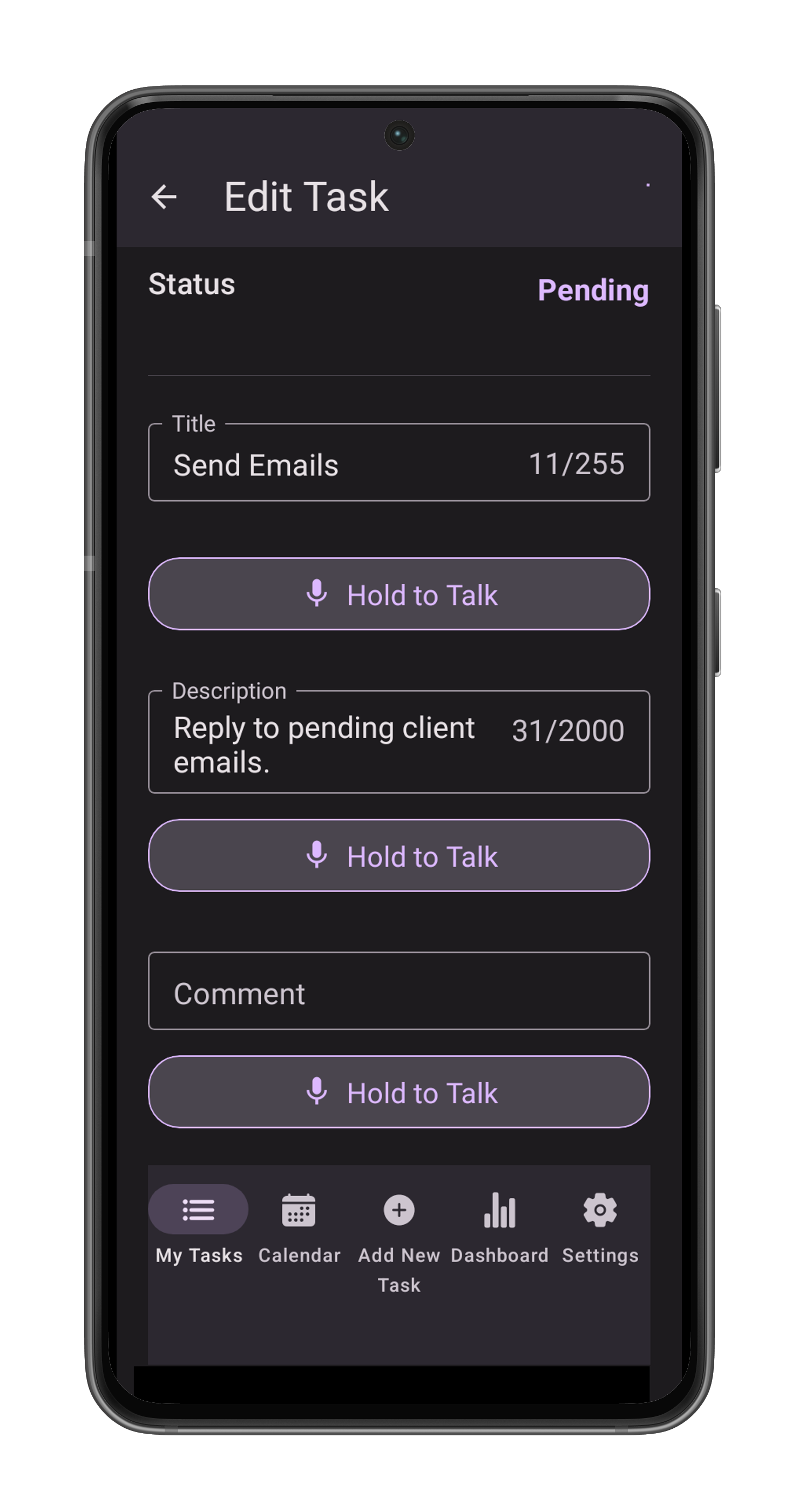 Edit Task Screen 1