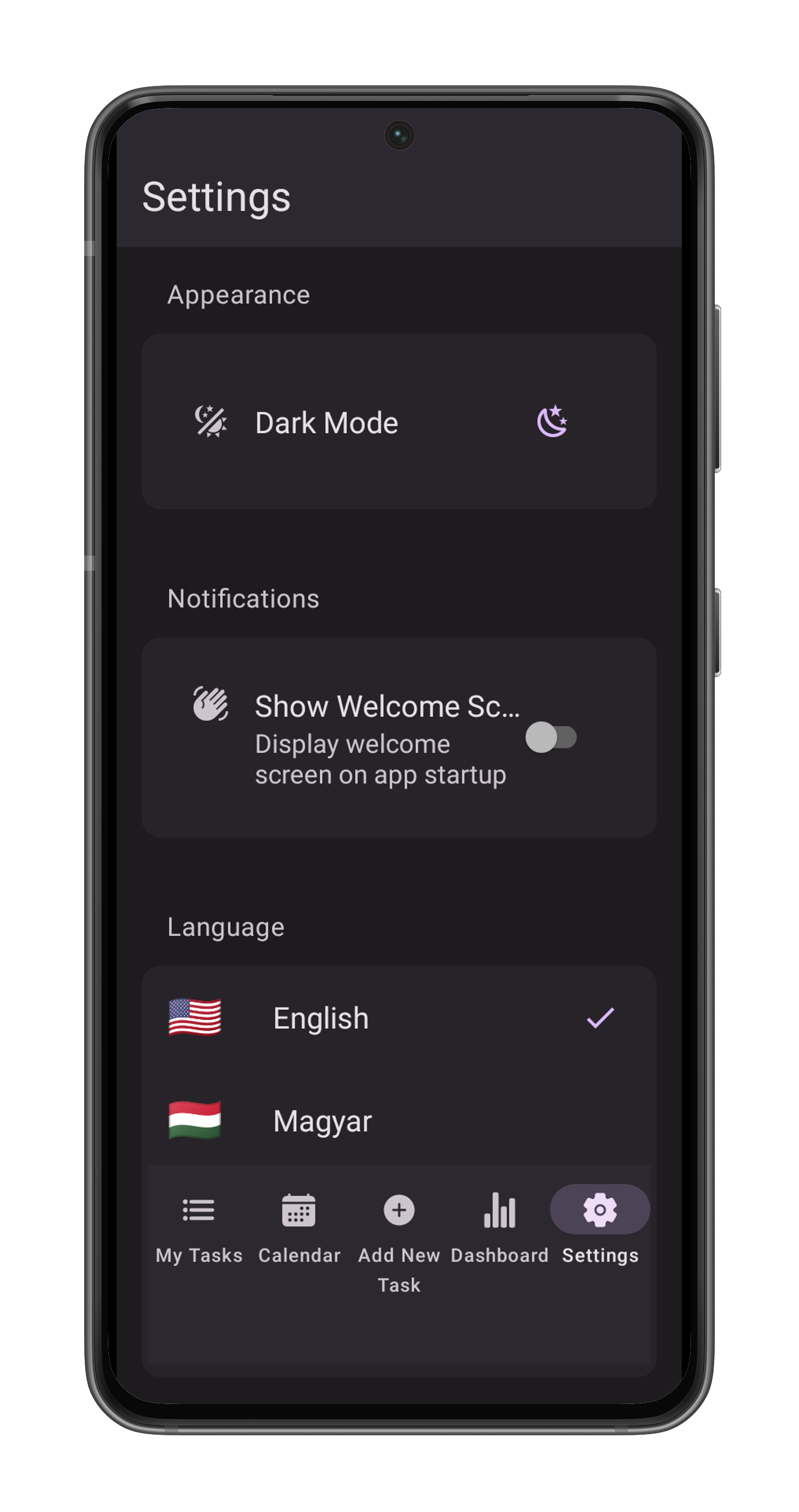 Settings Screen