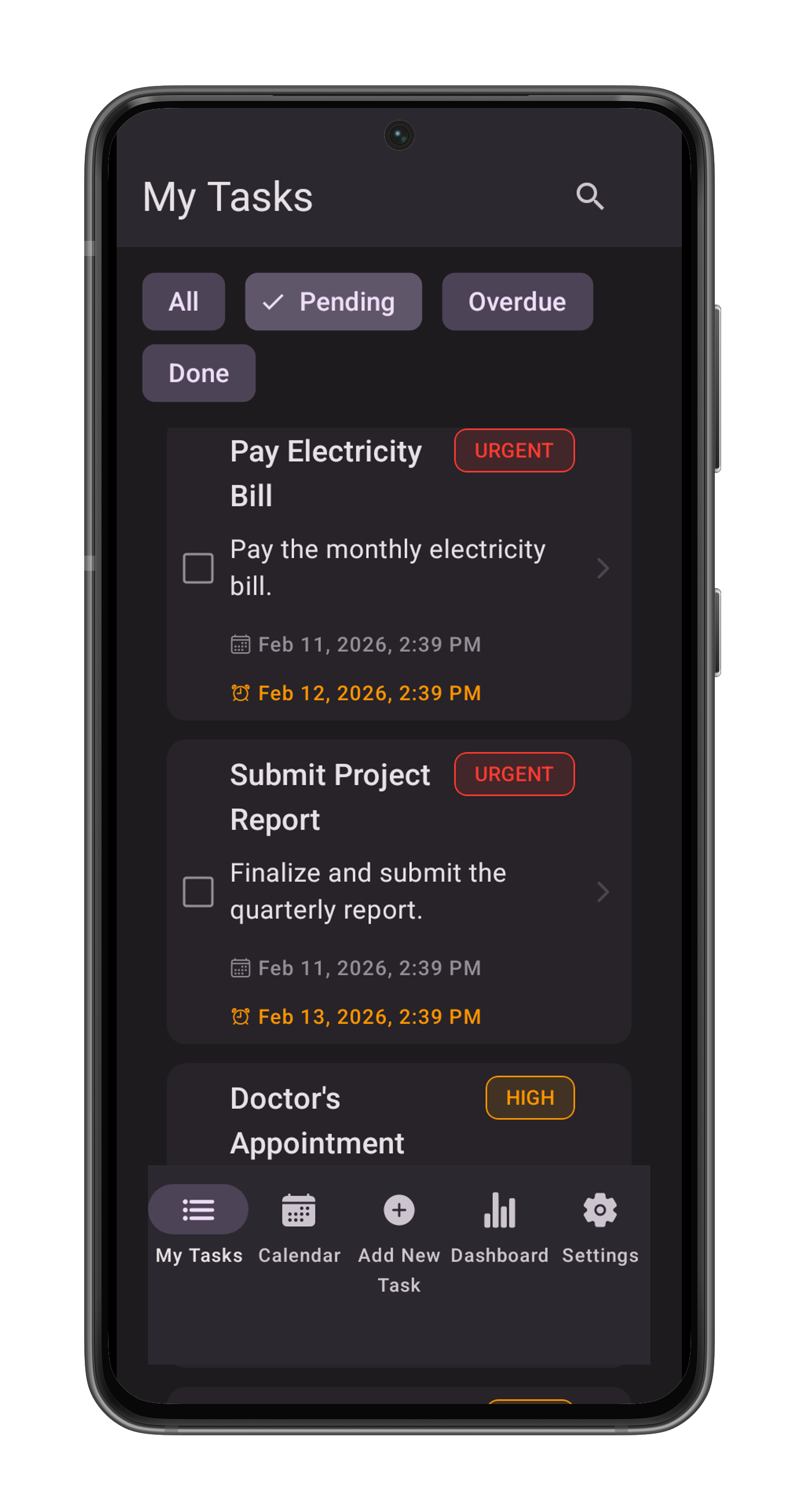 Task List Screen